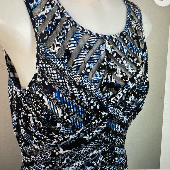 Parker Mirabella mesh insert dress in blue size small - Picture 3 of 8